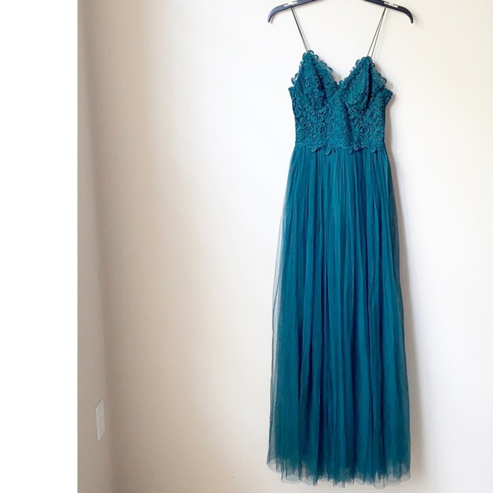 Lace top, tulle maxi dress size 2